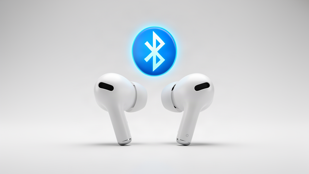 Wireless earbuds with Bluetooth 6.0 connectivity illustrated