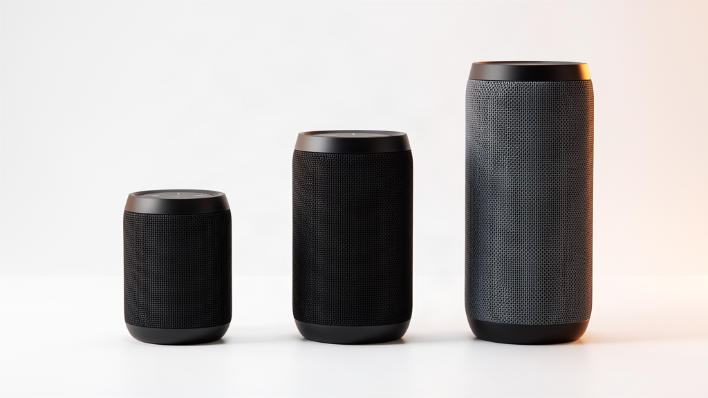 Three BUGANi portable Bluetooth speakers compared by size