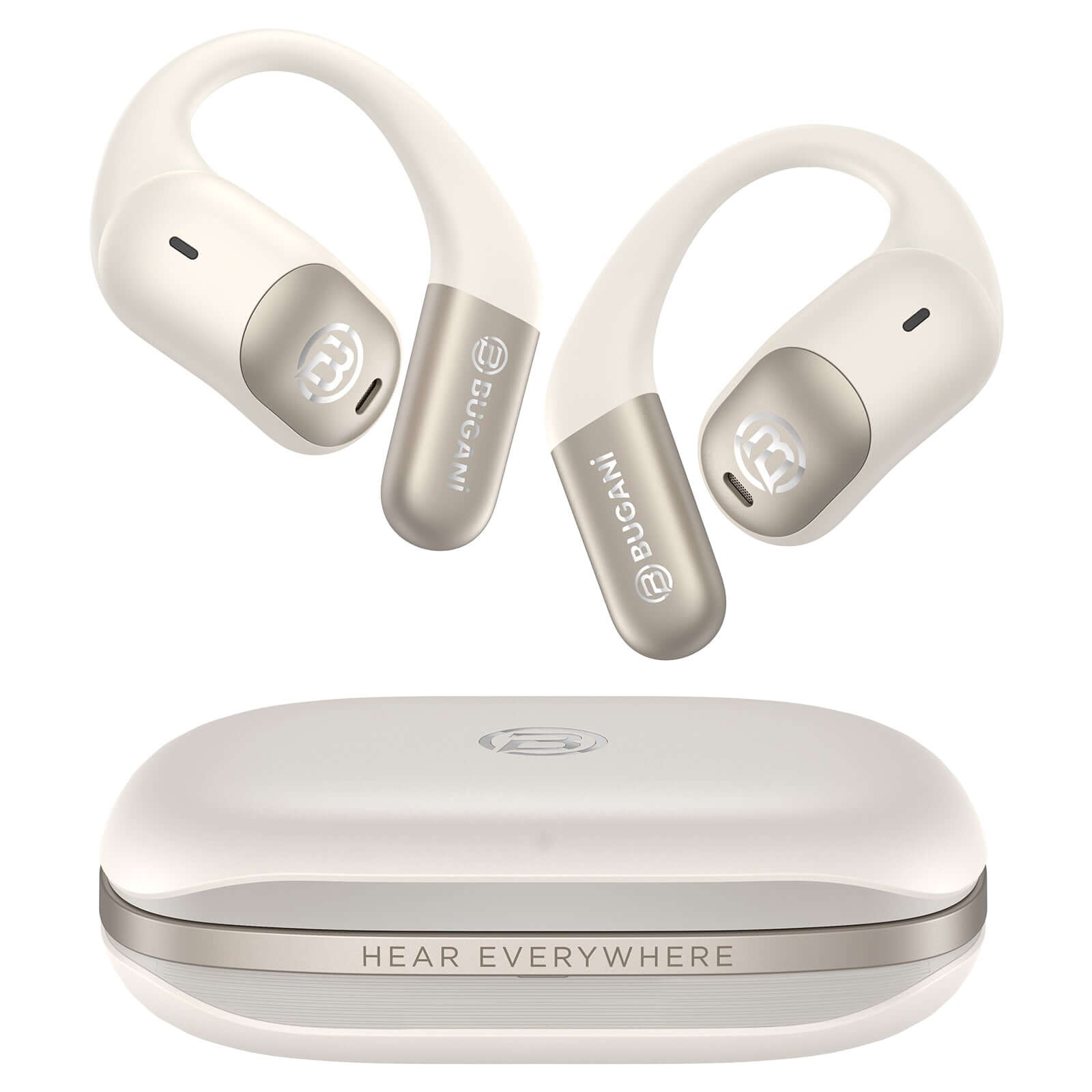 BUGANI Écouteurs Ouverts Bluetooth 5.4 Avec Son Stéréo HiFi, Double Pilote De 16,2 Mm, 30 Heures