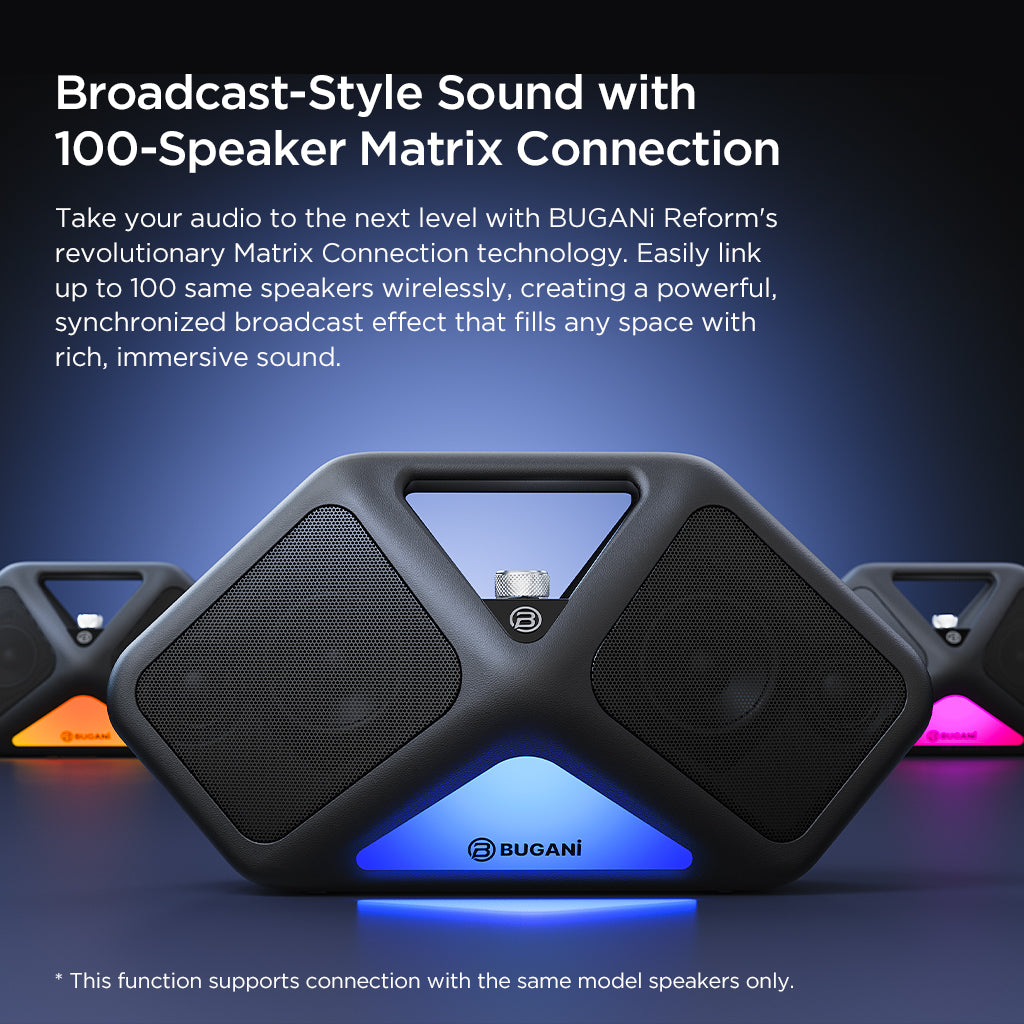 BUGANi Reform M196 Speaker 120W Bluetooth 5.4 IPX5 11H Playtime ...