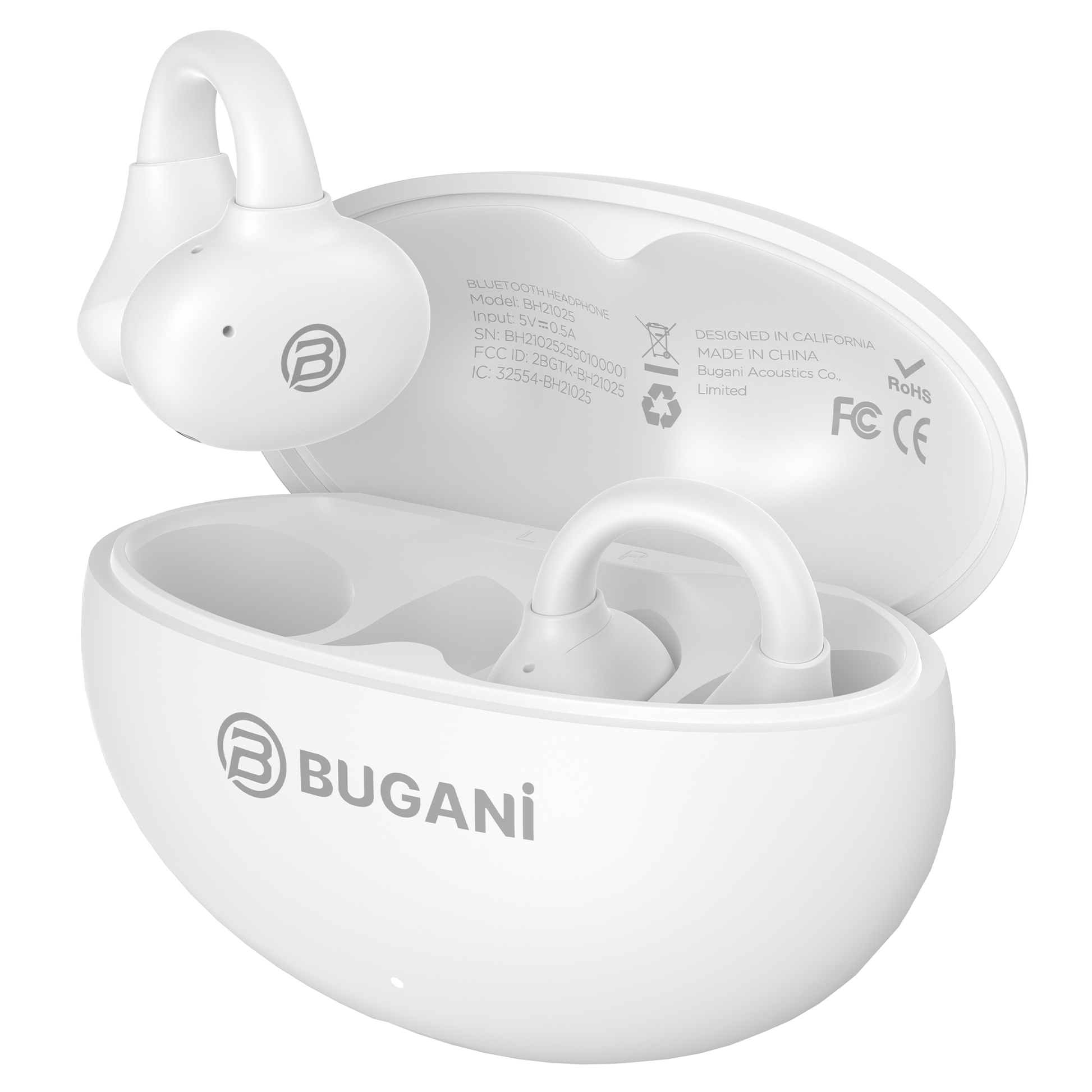 BUGANi Fit B17 Open-Ear Clip-On Wireless Earbuds with Immersive Hi-Fi Sound