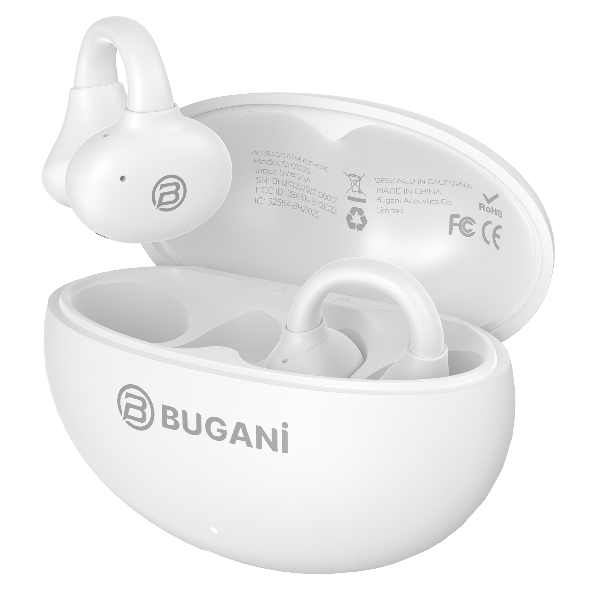 BUGANi Fit B17 Open-Ear Clip-On Wireless Earbuds with Immersive Hi-Fi Sound