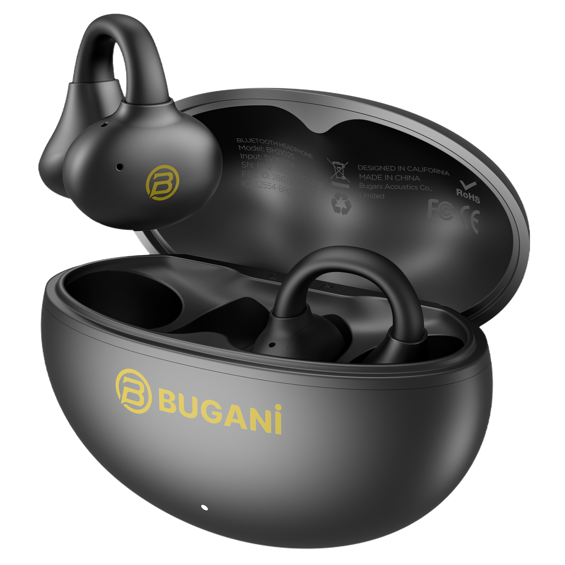 BUGANi Fit B17 Open-Ear Clip-On Wireless Earbuds with Immersive Hi-Fi Sound