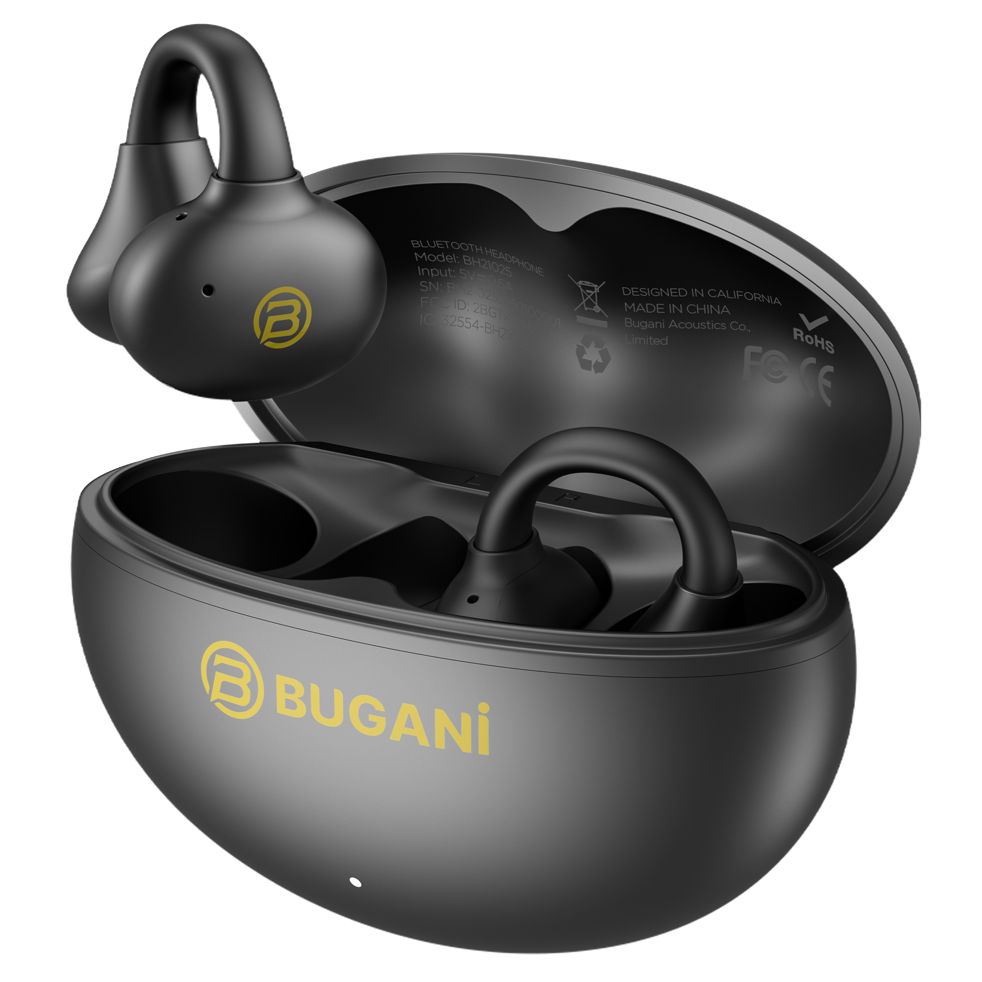 BUGANi Fit B17 Open-Ear Clip-On Wireless Earbuds with Immersive Hi-Fi Sound